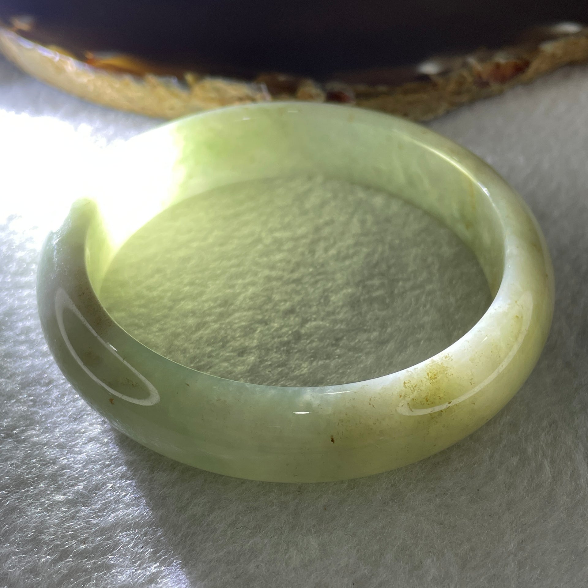 Type A Green with Red Patches Jade Jadeite Bangle 59.78g inner Dia 59.5mm 13.7 by 7.9mm (Slight External Rough) - Huangs Jadeite and Jewelry Pte Ltd