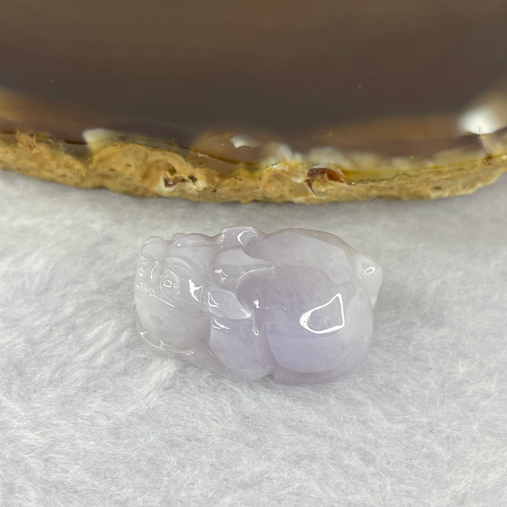 Type A Jelly Light Lavender Jadeite Pixiu Pendent A货浅紫色翡翠貔貅牌 9.96g 25.1 by 15.2 by 12.9 mm - Huangs Jadeite and Jewelry Pte Ltd