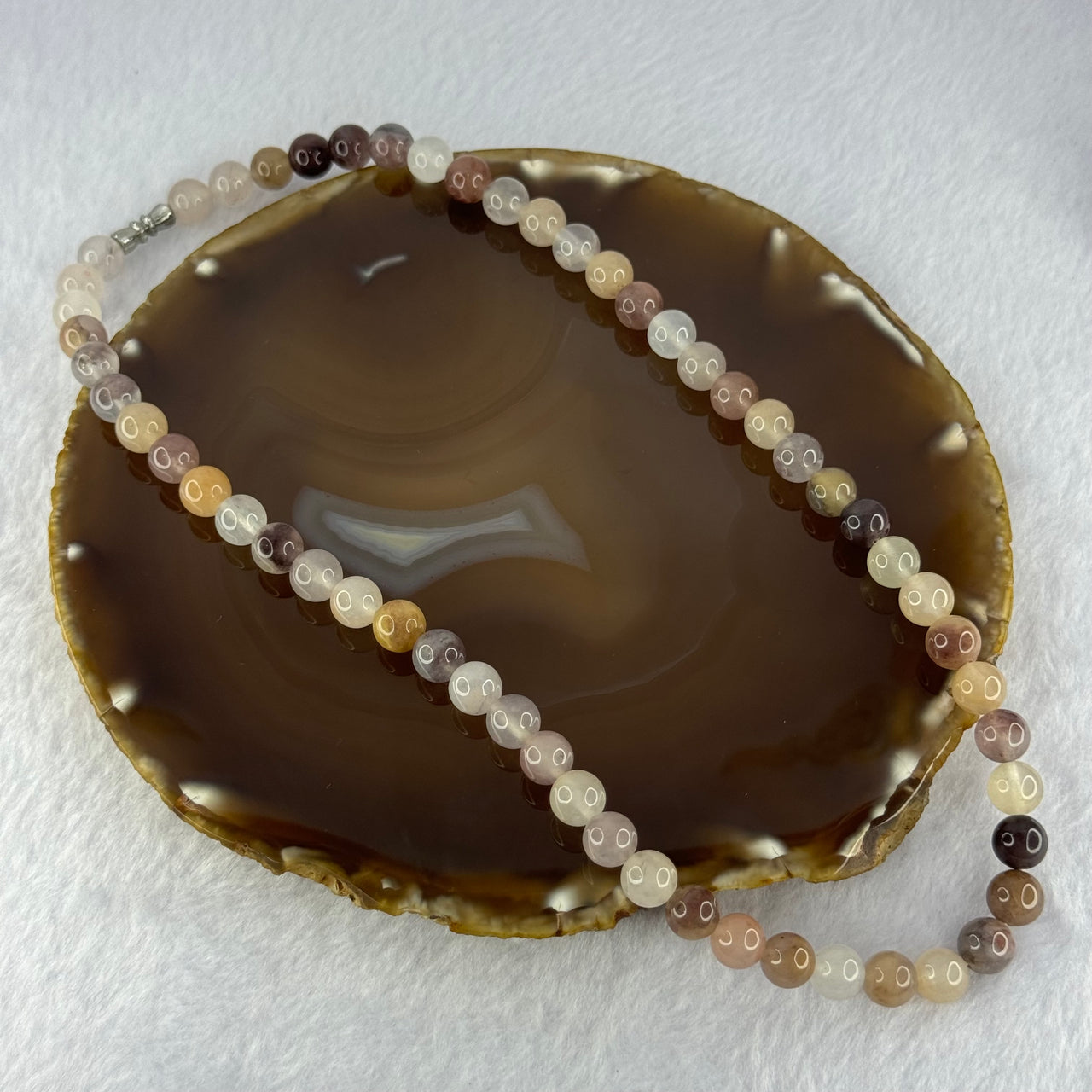 Type A Mixed Color Agate Necklace 44.90g 44cm 8.4mm 56 Beads - Huangs Jadeite and Jewelry Pte Ltd