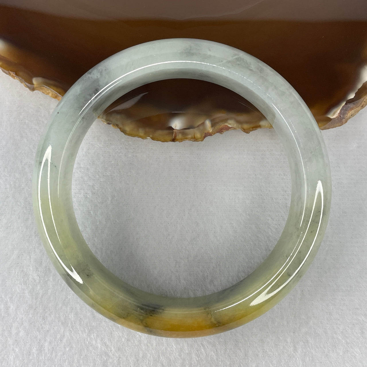 Certified Natural Type A Multi-Color Faint Lavender, Yellowish & Wuji Grey Jadeite Bangle |Very Slight Internal Line | Monumental Myanmar Feicui Supreme Protection & Wealth Lock Armor Bangle (81.96g 15.3x9.2mm | 61.3mm Inner Diameter)