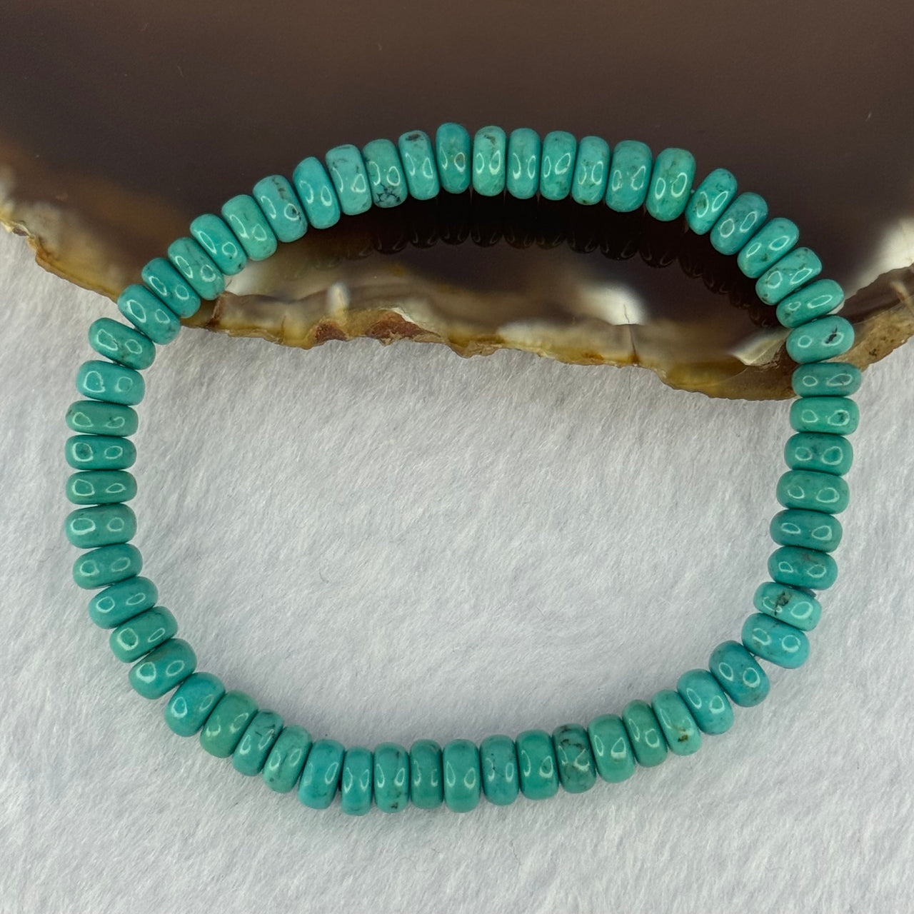 Natural Turquoise Abacus Donut Beads Bracelet 9.28g 15.5cm 6.0mm 58 Beads - Huangs Jadeite and Jewelry Pte Ltd