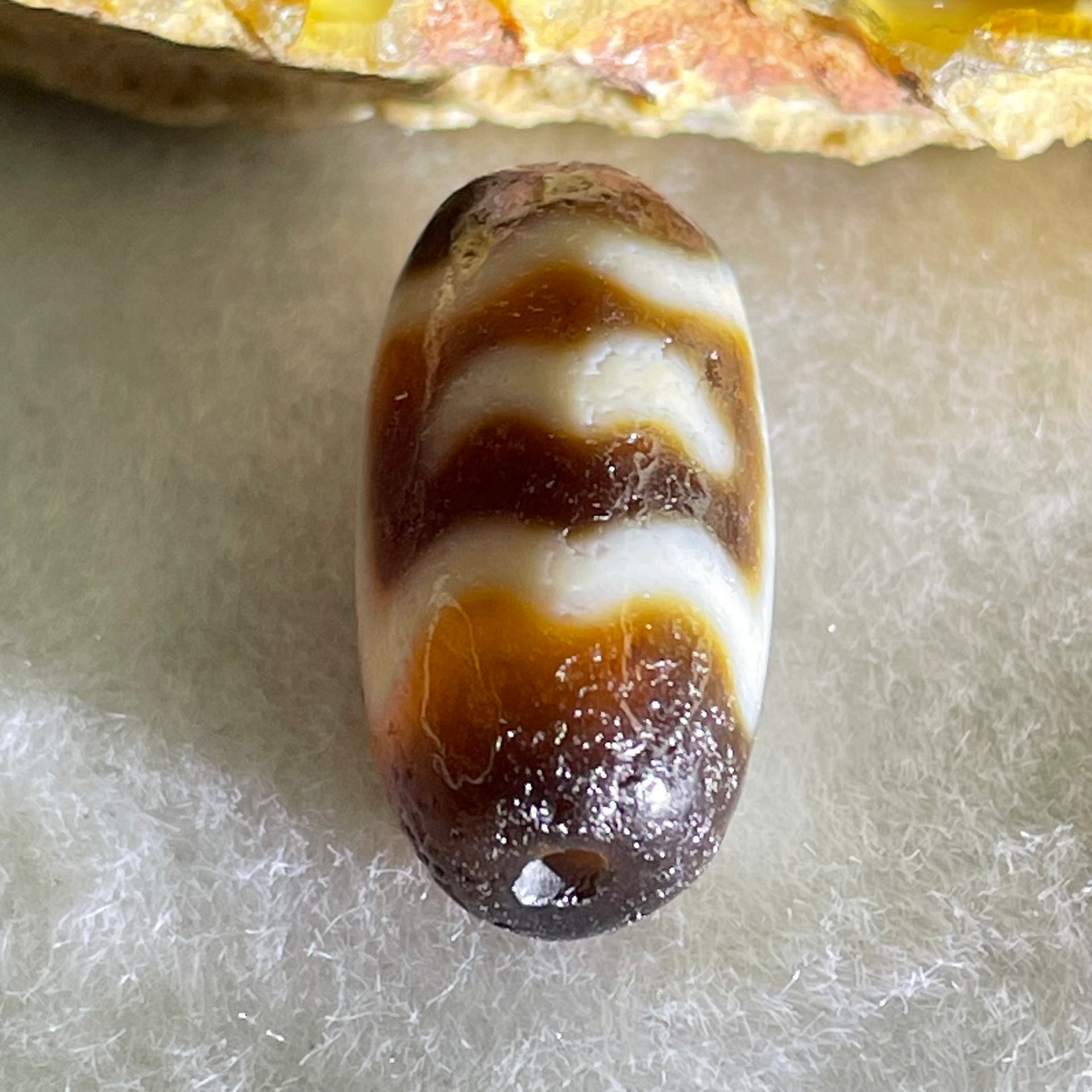 Natural Powerful Tibetan Old Oily Agate Garuda Dzi Bead Heavenly Master (Tian Zhu) 2.86g 19.7 by 10.0mm - Huangs Jadeite and Jewelry Pte Ltd