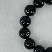 Natural Black Moldavite Meteorite Crystal Beads Bracelet 52.32g 18cm 14.3mm 15 Beads - Huangs Jadeite and Jewelry Pte Ltd