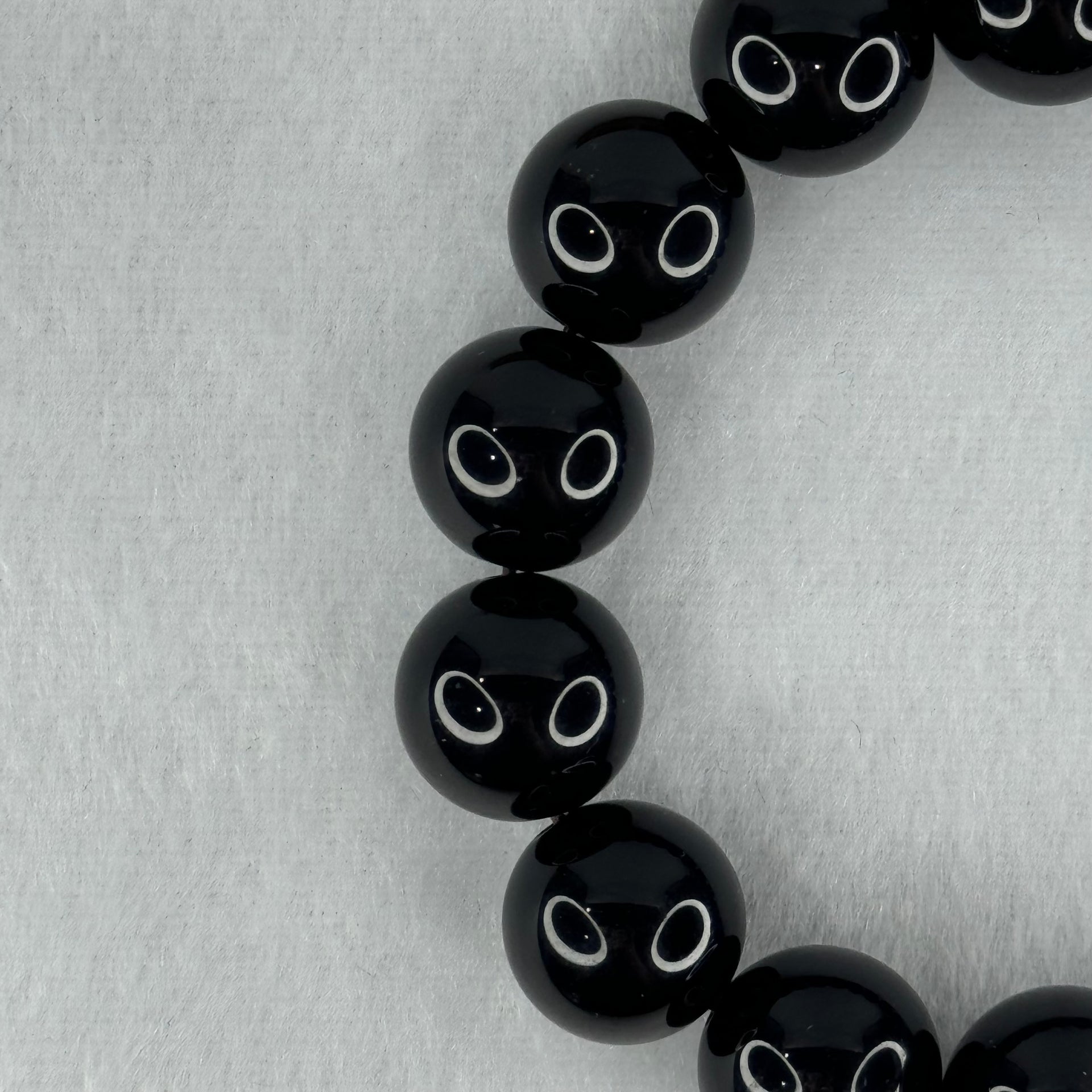 Natural Black Moldavite Meteorite Crystal Beads Bracelet 52.32g 18cm 14.3mm 15 Beads - Huangs Jadeite and Jewelry Pte Ltd