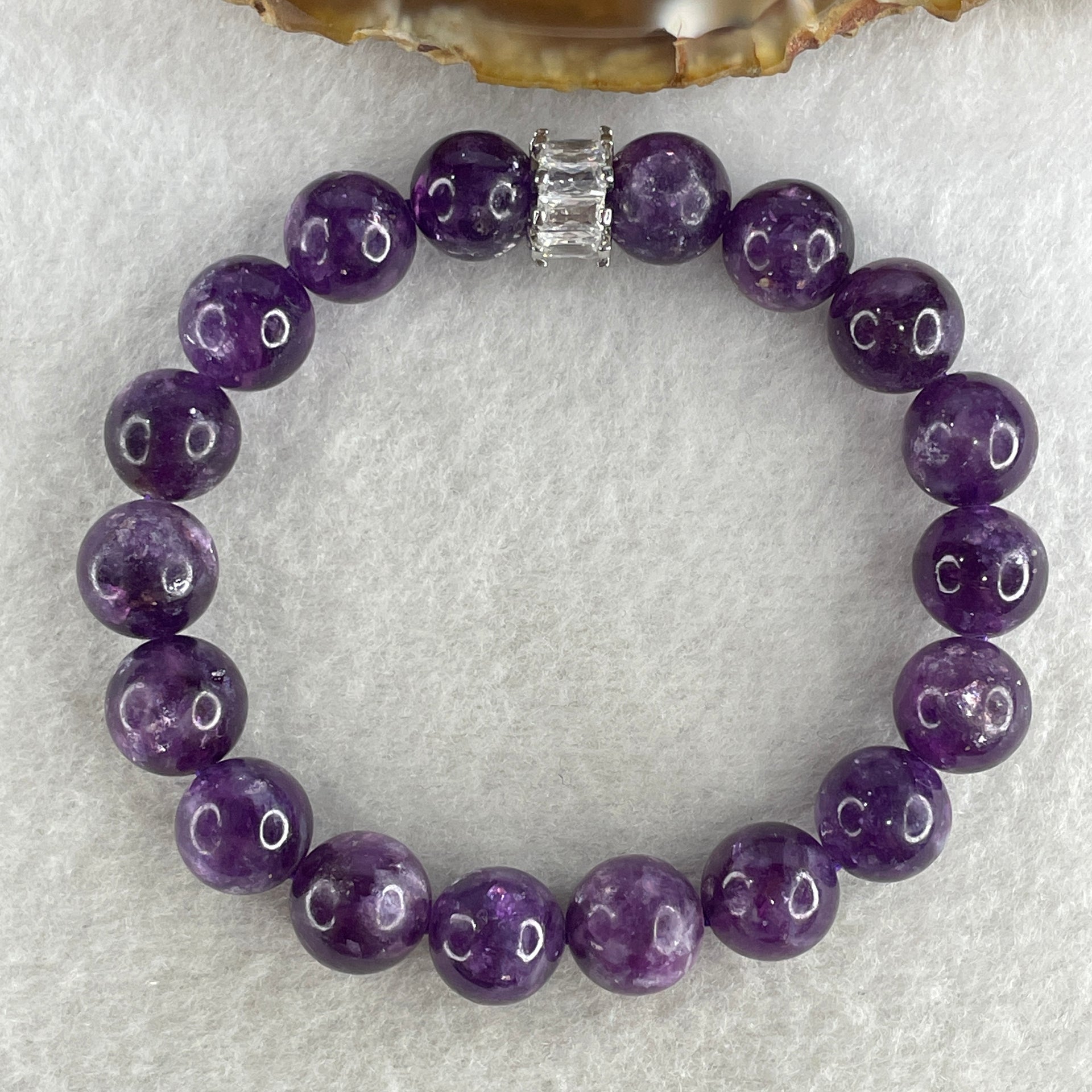 Certified Natural Purple Mica Jade Beads Bracelet 28.95g 15cm 10.3mm 18Beads - Huangs Jadeite and Jewelry Pte Ltd