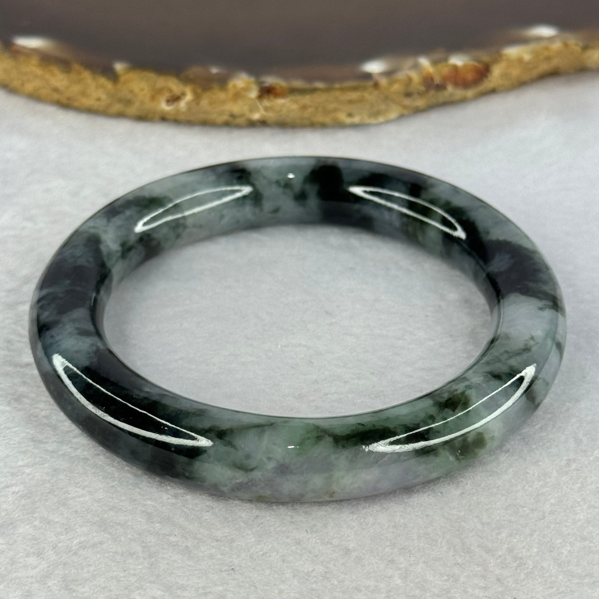 Type A Green Lavender with Moss and Emerald Green Jadeite Bangle Internal Diameter 55.3mm 62.04g 11.0 by 10.6mm (Very Slight Internal Line) - Huangs Jadeite and Jewelry Pte Ltd