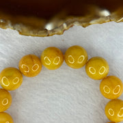 Type A Yellow Jadeite Beads Bracelet 66.62g 18cm 13.8mm 15 Beads (Burned) - Huangs Jadeite and Jewelry Pte Ltd