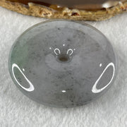 Type A Lavender with Wuji Grey and Green Dots Jadeite Ping An Kou Donut Pendant 76.70g 55.2 by 12.6mm - Huangs Jadeite and Jewelry Pte Ltd