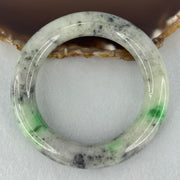 Type A Light Green with Emerald Green and Grey Patches Jadeite Bangle Internal Diameter 55.8mm 93.21g 13.4 by 13.1mm (Very Slight External Rough with Slight Internal Lines) - Huangs Jadeite and Jewelry Pte Ltd