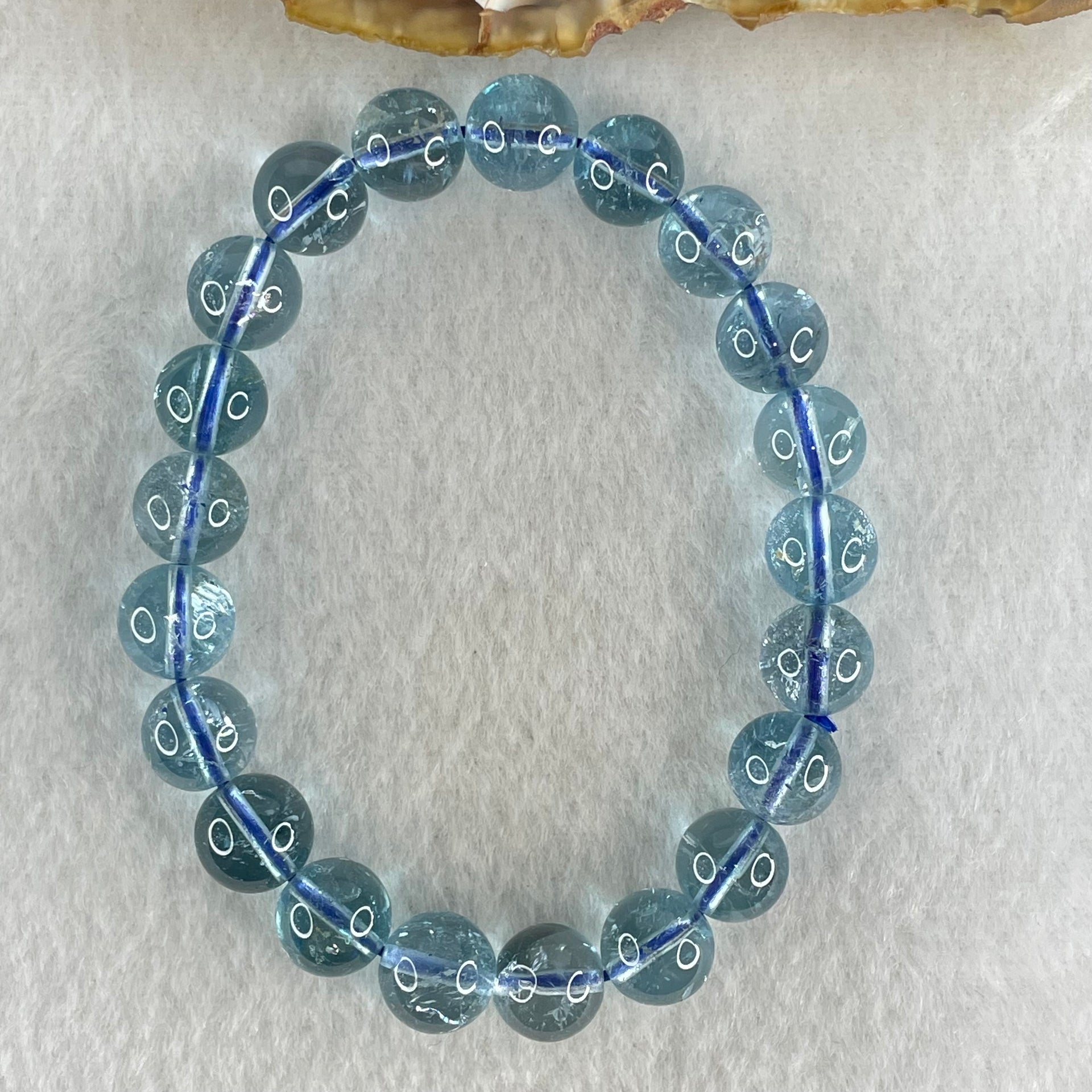 Good Grade Natural Blue Topaz Beads Bracelet 29.77g 15.5cm 9.4mm 21 Beads - Huangs Jadeite and Jewelry Pte Ltd