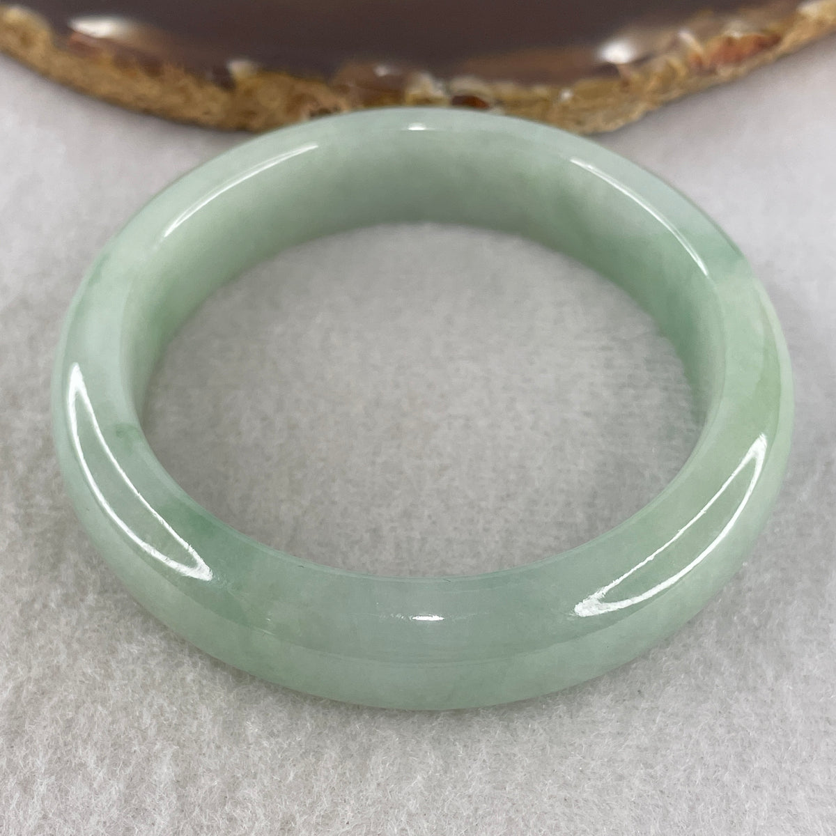 Certified Natural Type A Green Jadeite Flat Bangle | 53.8mm Inner Diameter (56.78g | Close to Prfect | 13.4x8.1mm | Heart Chakra Harmony, Serene Vitality & Wealth Shield)