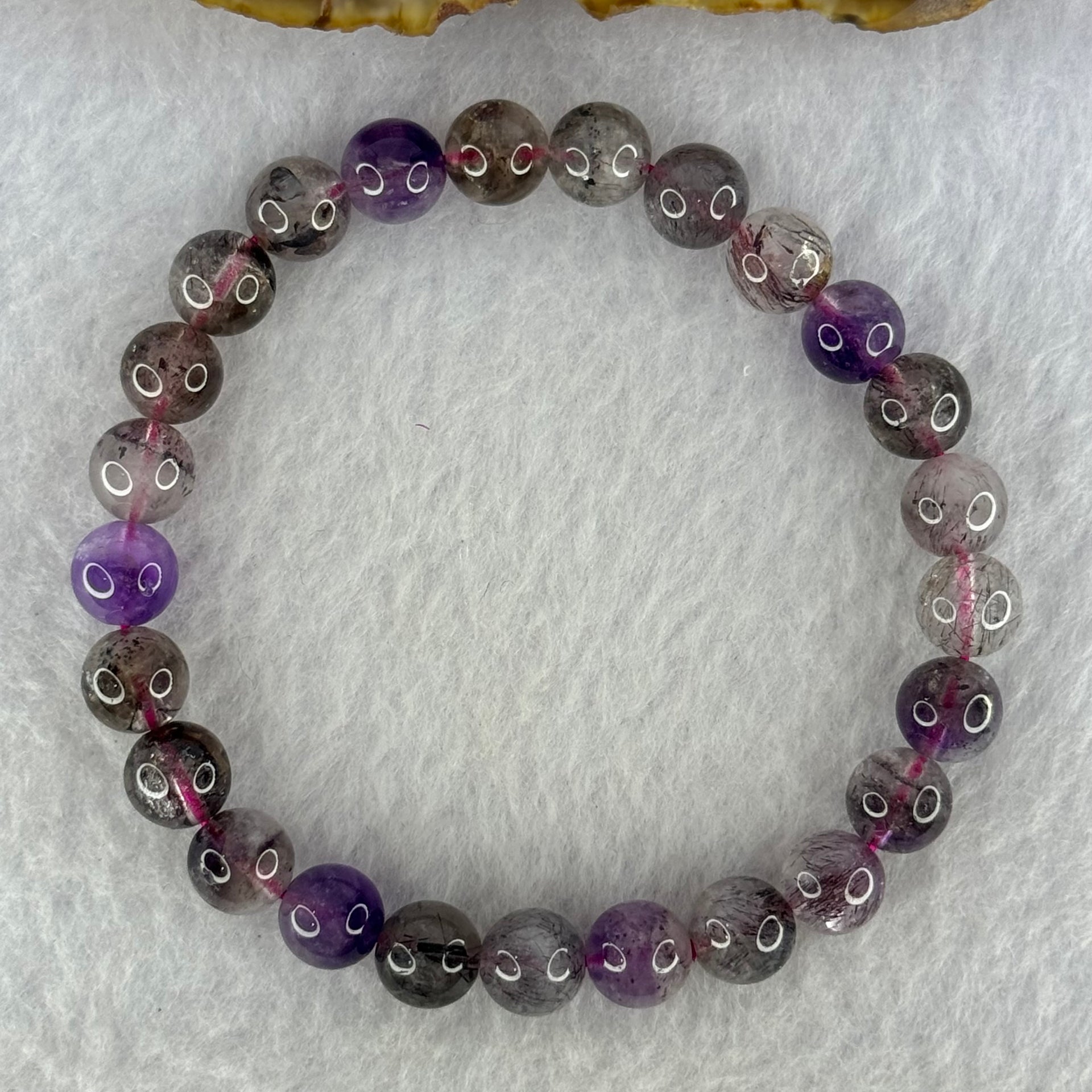 Natural Super 7 Beads Bracelet 19.26g 17cm 8.3mm 25 Beads - Huangs Jadeite and Jewelry Pte Ltd