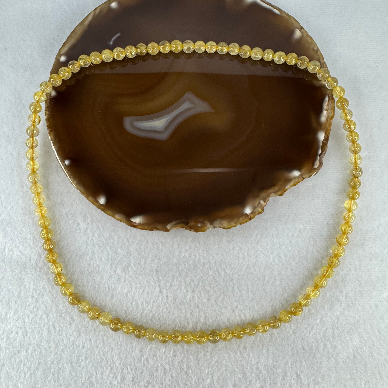 Good Grade Natural Golden Rutilated Quartz Beads Necklace | 6.9mm Golden Rutile Abundance Amulet (35.04g | 52cm Length | 85 Beads)