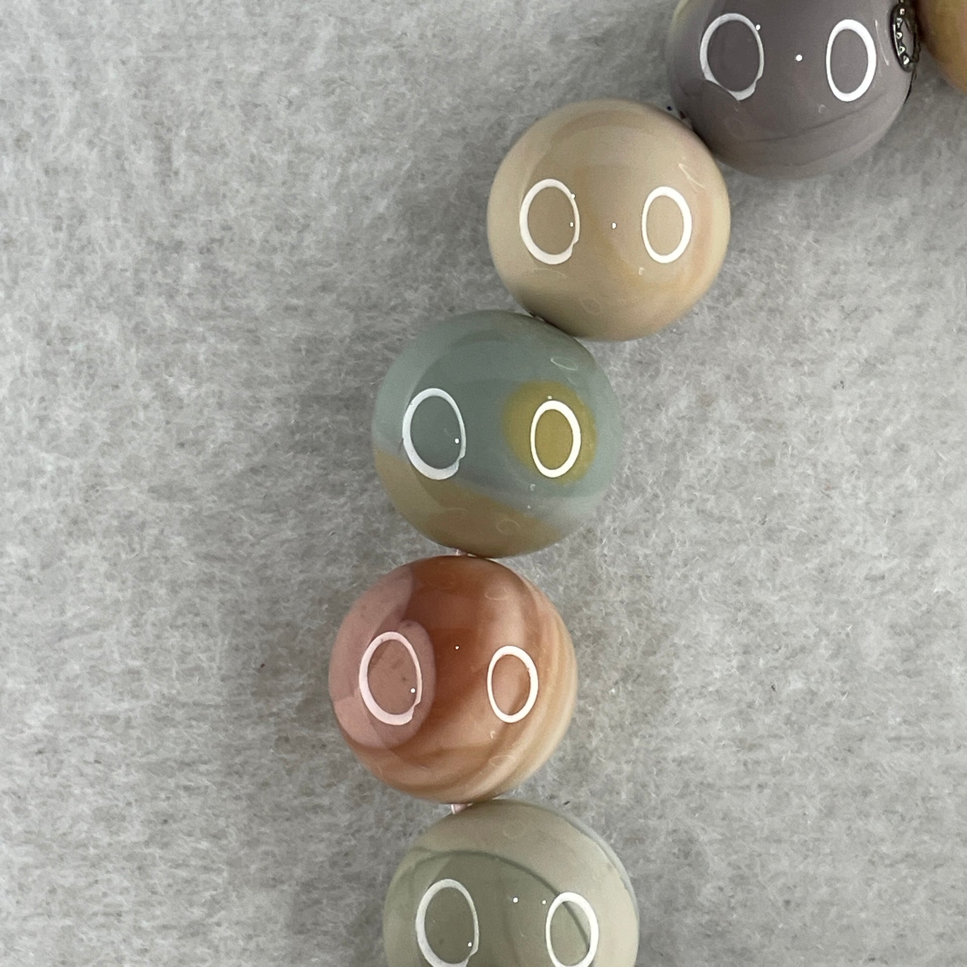 Natural Alashan Agate Pastels Pink Beads Bracelet 46.70g 15.5cm 13.4mm 15Beads - Huangs Jadeite and Jewelry Pte Ltd