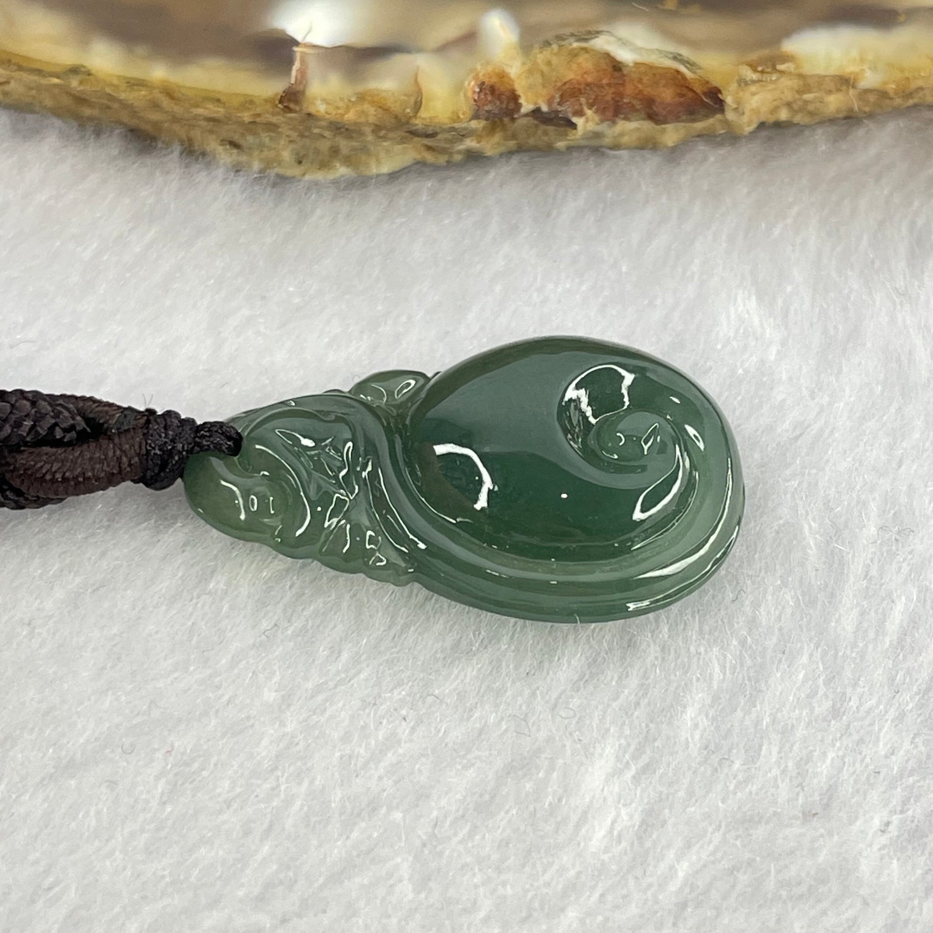 Type A Blueish Green Jadeite Dragon Ruyi Pendent 6.46g 25.1 by 16.2 by 7.2mm - Huangs Jadeite and Jewelry Pte Ltd
