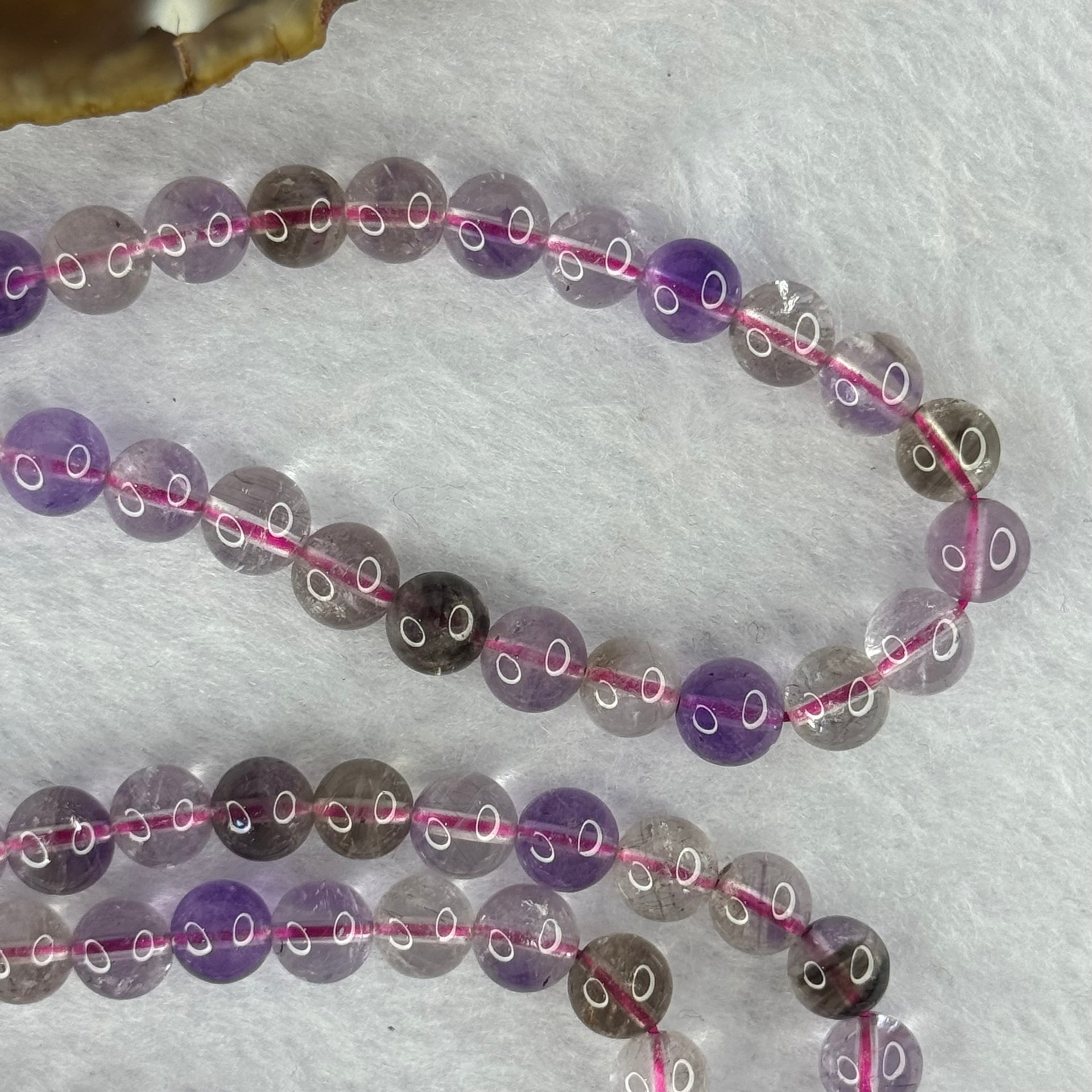 Average Grade Natural Super 7 Crystal Beads Necklace 天然超级七水晶珠项链 34.44g 54cm 6.9mm 85 Beads - Huangs Jadeite and Jewelry Pte Ltd