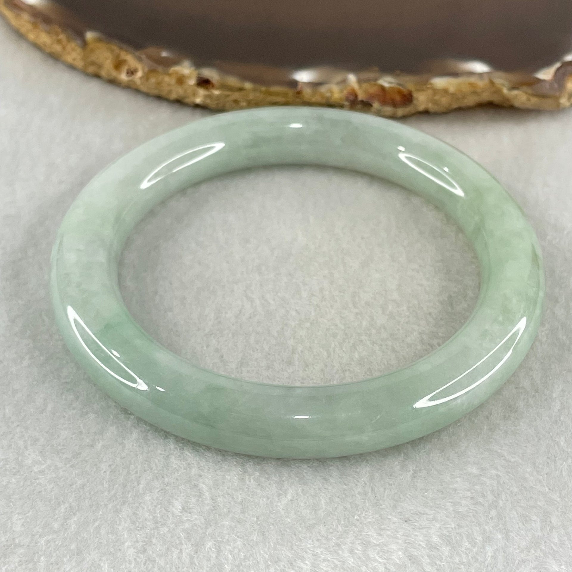 Type A Light Green Jadeite Bangle 61.11g Inner Diameter 58.5mm 10.1 by 10.7mm (Slight Internal Lines) - Huangs Jadeite and Jewelry Pte Ltd