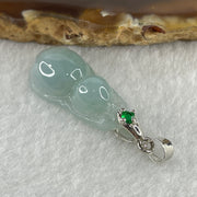 Natural Type A Semi Icy Lavender Jadeite Calabash Hulu Pendant in Stainless Steel Clasp 3.61g 25.3 by 13.2 by 6.8mm - Huangs Jadeite and Jewelry Pte Ltd
