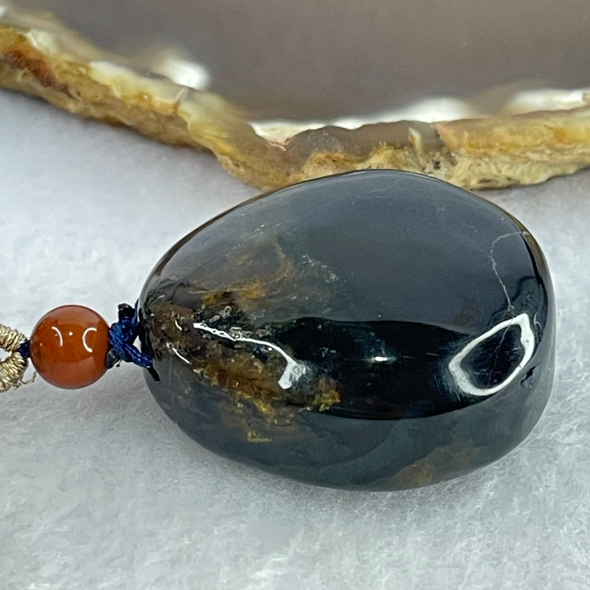 Natural Medicine Flower Amber Pendant 16.72g 36.2 by 32.5 by 17.5mm - Huangs Jadeite and Jewelry Pte Ltd