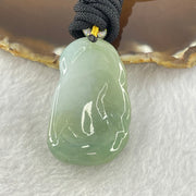Type A Green and Lavender Jadeite Benefactor and Flower Pendant 34.80g 46.9 by 28.7 by 13.4mm - Huangs Jadeite and Jewelry Pte Ltd