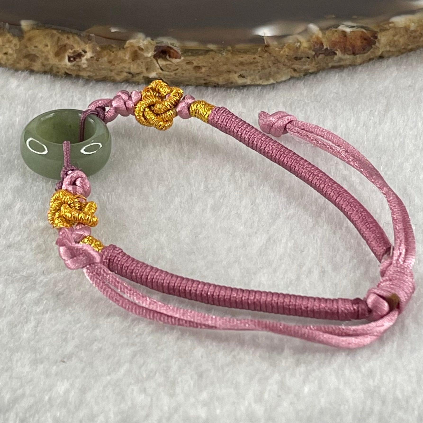 Type A Blueish Green Jadeite Ping An Kou String Bracelet 3.21g 14.9 by 6.7mm - Huangs Jadeite and Jewelry Pte Ltd