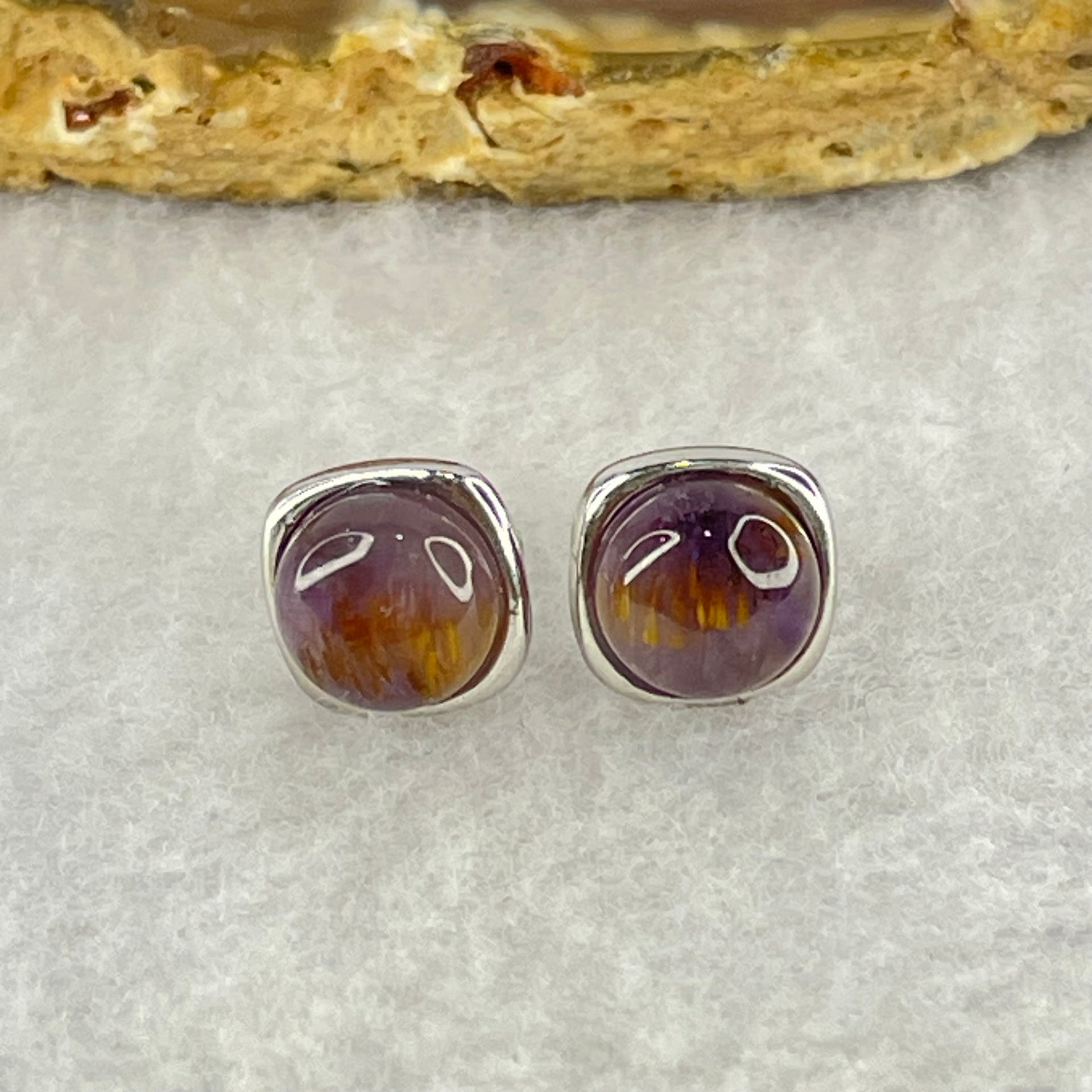 Good Grade Natural Auralite 23 S925 Silver Earrings 2.27g 8.0 by 4.5mm - Huangs Jadeite and Jewelry Pte Ltd