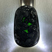 Type A Opaque to Partial Translucent Black Omphacite Jadeite Pixiu Pair with Coins Pendant 25.77g 57.1 by 35.4 by 9.2mm - Huangs Jadeite and Jewelry Pte Ltd