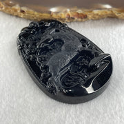 Type A Opaque to Partial Translucent Black Omphacite Jadeite Goat Pendant 27.85g 59.9 by 40.6 by 9.8mm - Huangs Jadeite and Jewelry Pte Ltd