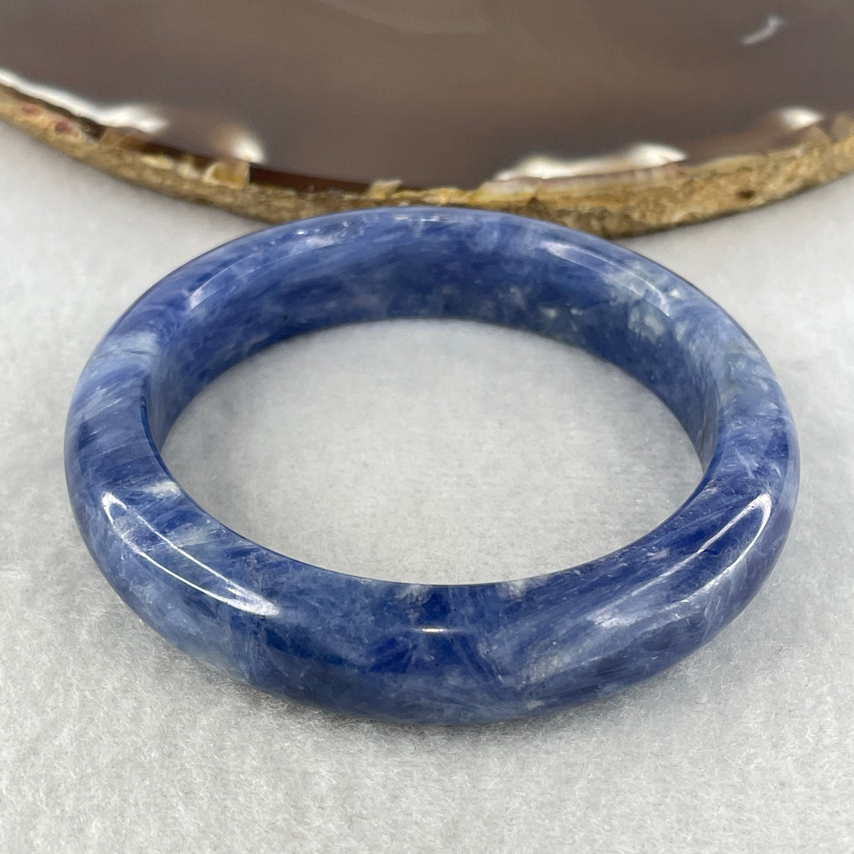 Natural Blue Kyanite Bangle | (54.39g | 53.0mm Inner Diameter | 13.0x8.1mm | Slight Internal Line | Synergy, High-Vibration Alignment, Clear Communication & Intuitive Focus)