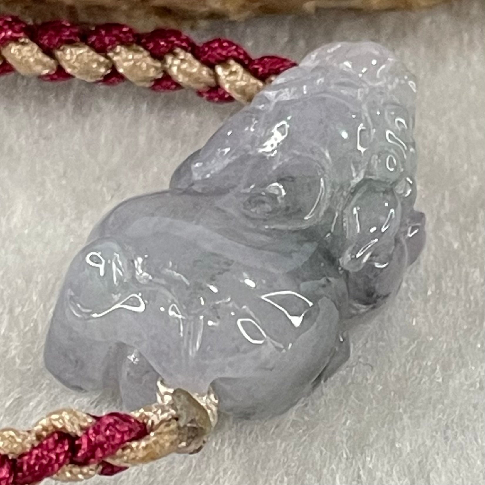Type A Faint Lavender with Wuji Grey Black Jadeite Male Pixiu String Bracelet 6.07g 13cm 20.5 by 12.2 by 8.9mm - Huangs Jadeite and Jewelry Pte Ltd