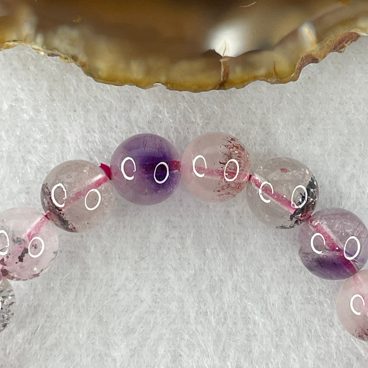 Certified Above-Average Grade Natural Super 7 Crystal Beads Bracelet | Fluid High-Clarity Showcase Strand | Authentic Sacred Seven Multi-Mineral Inclusions Quartz Spiritual Catalyst & Auric Shield Bracelet (18.41g | 16cm Length | 8.3mm | 24 Beads)