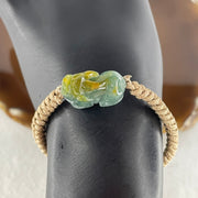 Natural Type A Blueish-Green & Brownish Jadeite Pixiu Bracelet Focal Charm | Wealth Guardian & Asset Protection Talisman (6.69g | 21.1 x 10.2 x 11.2mm) - Huangs Jadeite and Jewelry Pte Ltd