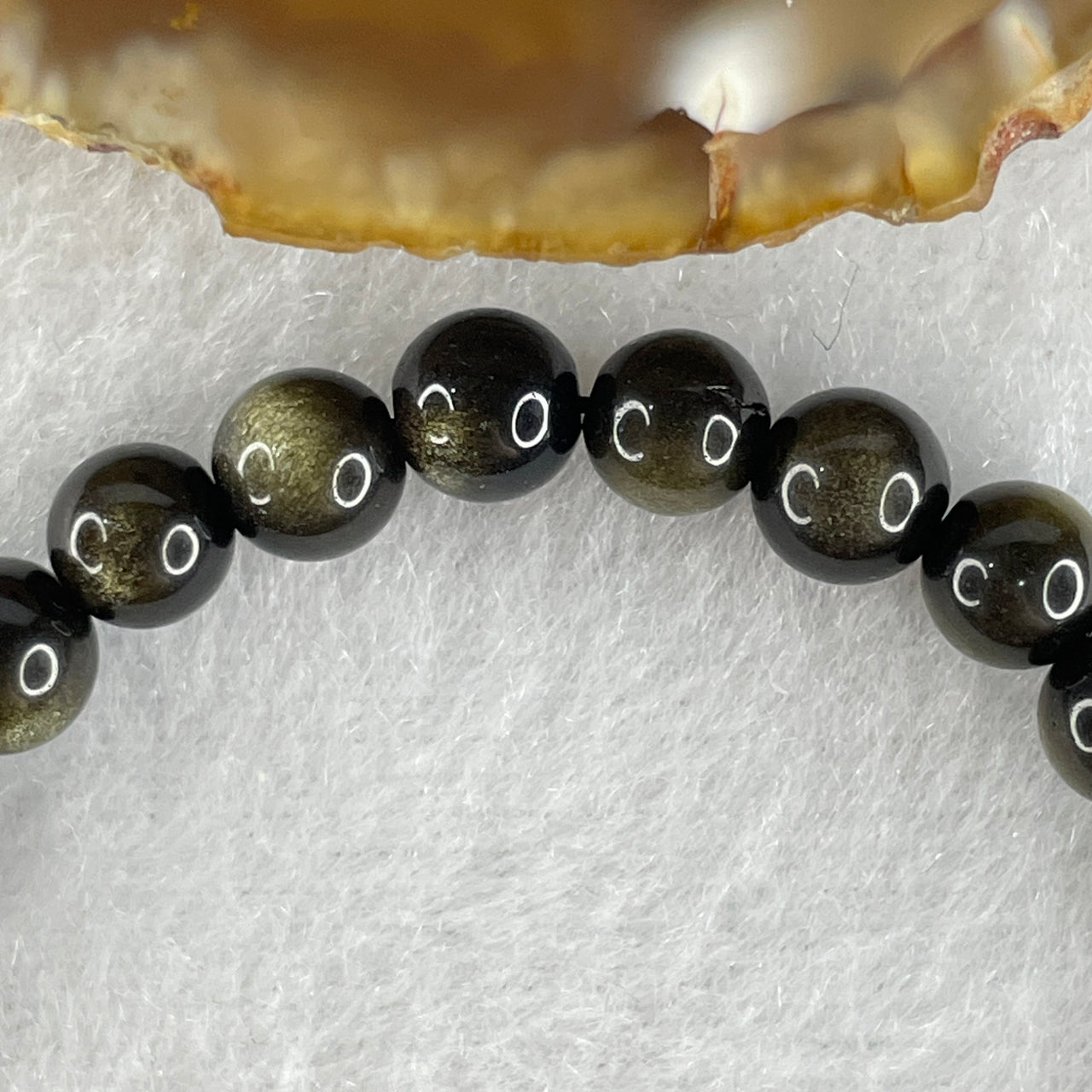 Certified Good Grade Natural Black Obsidian with Brown Hue Beads Bracelet 8.68g 15cm 6.6mm 29 Beads