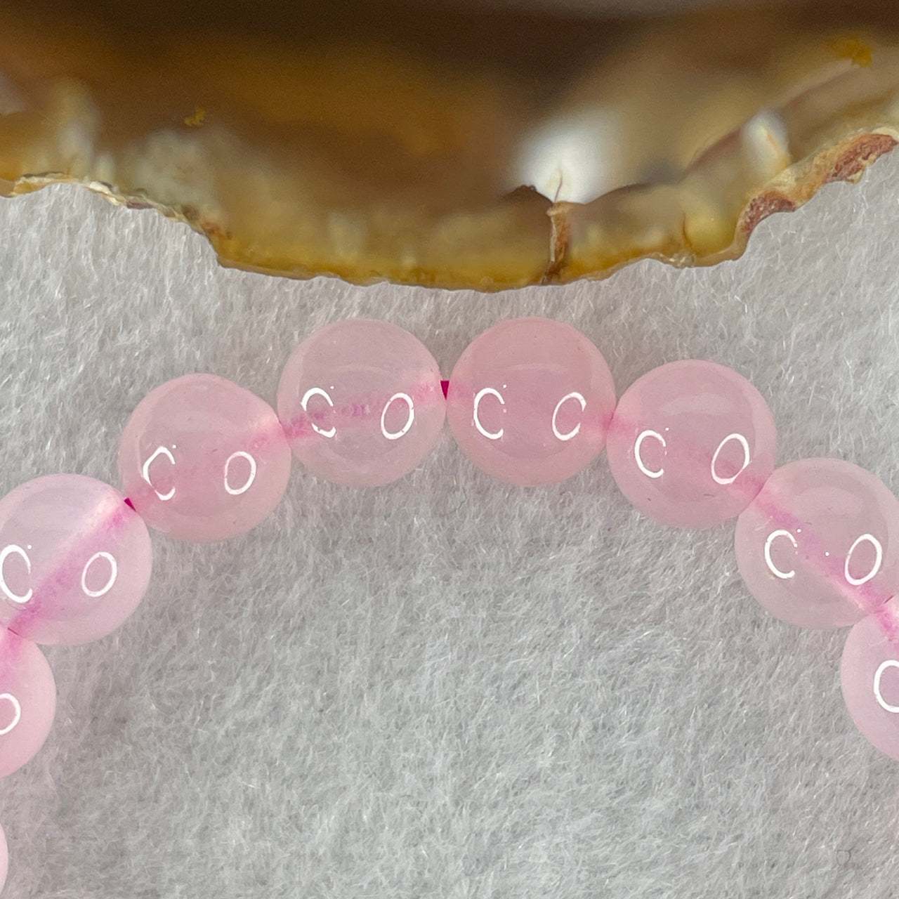 Natural Pink with Blue Chalcedony Agate Beads Bracelet 15.86g 14.5cm 8.0mm 21 Beads