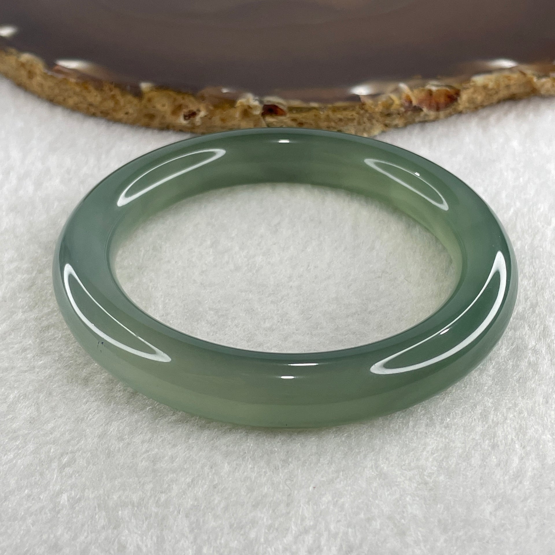 Natural Icy Green Agate Bangle 45.79g Internal Diameter 55.5mm 10.7 by 10.9mm (Perfect) - Huangs Jadeite and Jewelry Pte Ltd