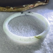 Type A Faint Lavender with Moss Green and Grey Patches Jadeite Bangle Internal Diameter 59.7mm 23.90g 6.8 by 6.8mm (External Lines) - Huangs Jadeite and Jewelry Pte Ltd
