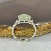 Type A Icy Light Green Jadeite with Crystals in S925 Sliver Ring (Adjustable Size) 2.00g 10.5 by 7.6 by 3.0mm - Huangs Jadeite and Jewelry Pte Ltd
