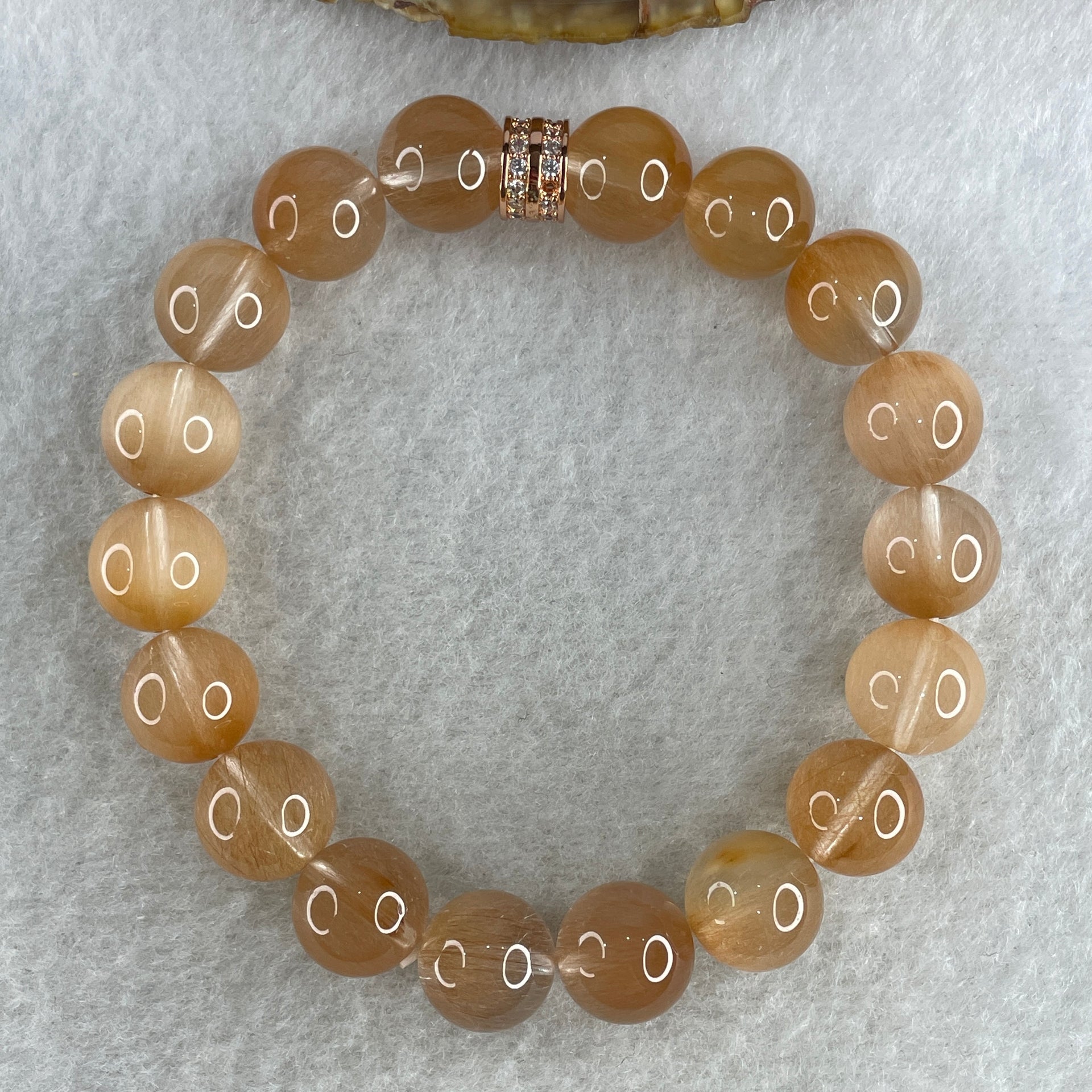 Certified Good Grade Natural Rabbit Hair Rutilated Quartz Beads Bracelet 31.59g 16cm 10.8mm 16Beads - Huangs Jadeite and Jewelry Pte Ltd