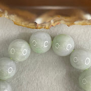 Type A Light Green Light Lavender Jadeite Beads Bracelet 79.34g 16cm 14.9mm 14 Beads (Some Internal Lines) - Huangs Jadeite and Jewelry Pte Ltd