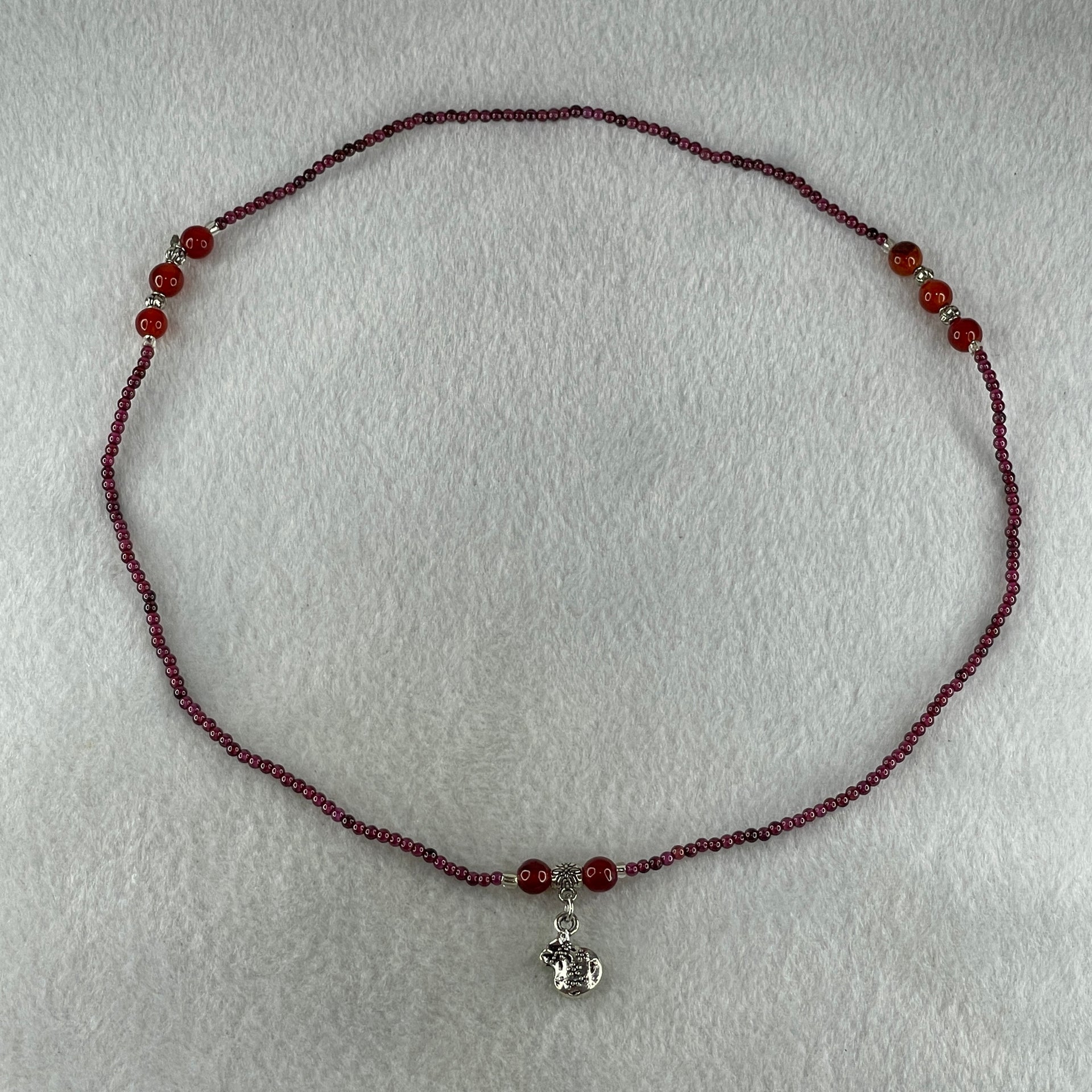 Natural Red Garnet Beads Necklace 11.43g 48cm 6.5mm 8Beads - 2.6mm 92Beads - Huangs Jadeite and Jewelry Pte Ltd