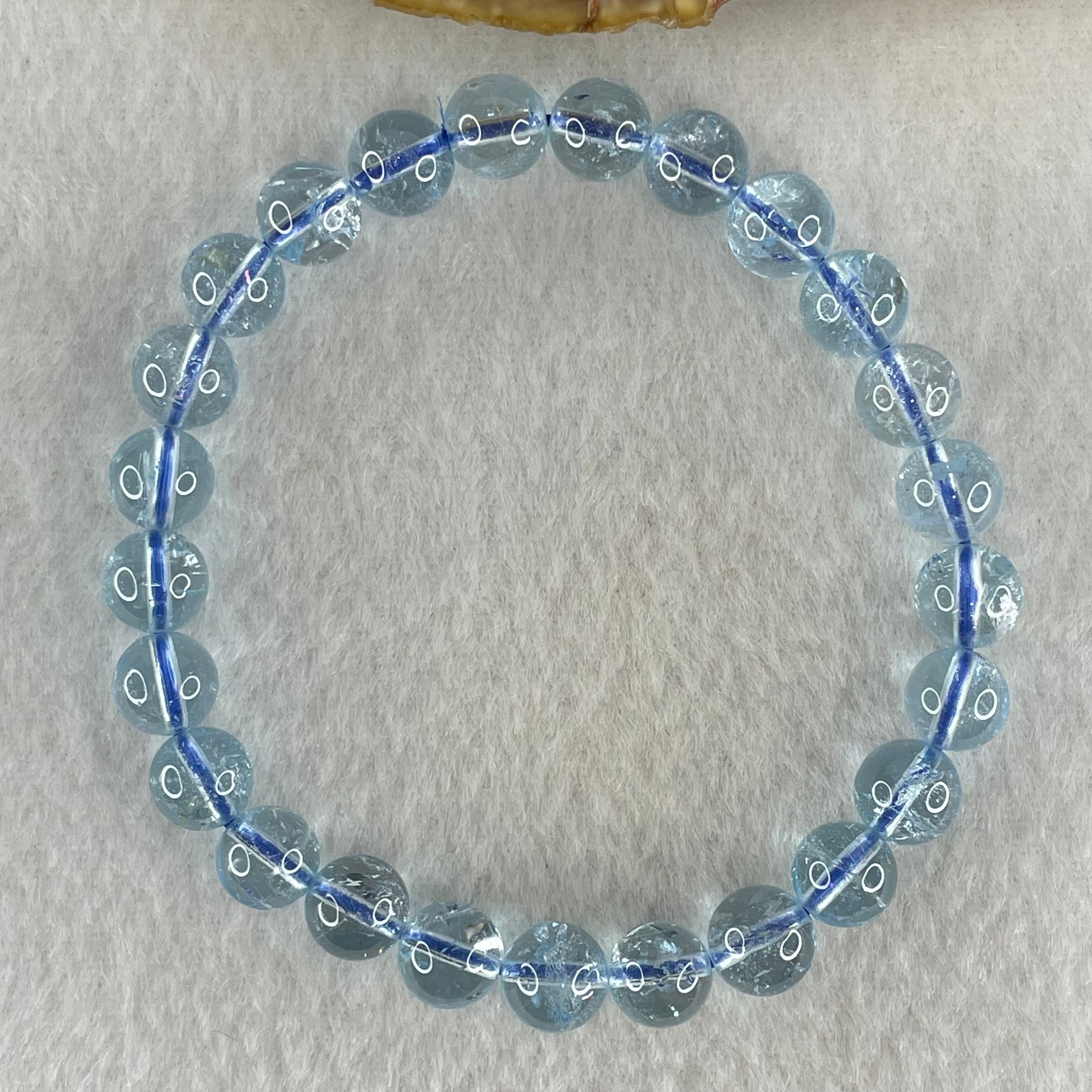 Above Average Natural Blue Topaz Beads Bracelet 20.43g 16cm 7.7mm 25 Beads - Huangs Jadeite and Jewelry Pte Ltd