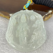 Type A Light Green to white Jadeite Guan Yin Pendent 32.29g 57.8 by 52.6 by 6.6mm - Huangs Jadeite and Jewelry Pte Ltd