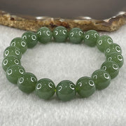 Type A Burmese Icy Oily Green Jade Jadeite Bracelet 39.07g 10.8mm bead 18 beads 16cm - Huangs Jadeite and Jewelry Pte Ltd