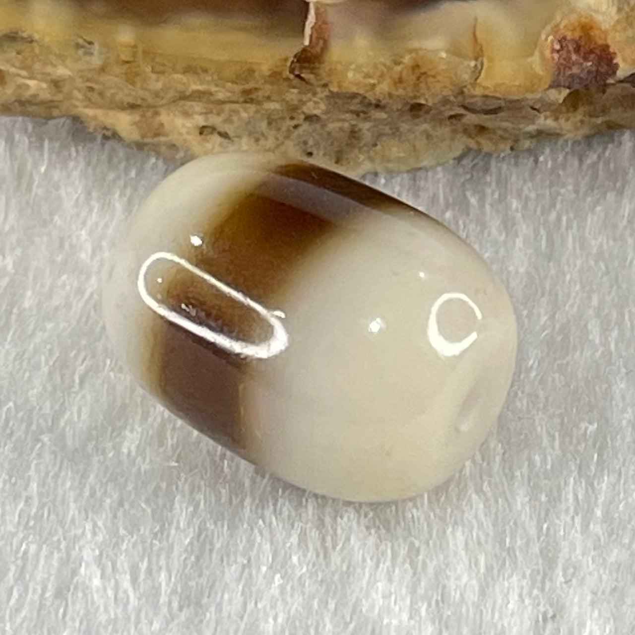 Natural Powerful Tibetan Old Oily Agate 1 Line Dzi Bead Heavenly Master (Tian Zhu) 2.42g 13.9 by 10.5mm - Huangs Jadeite and Jewelry Pte Ltd