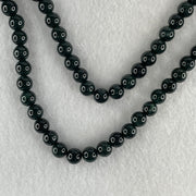 Rare High End Type A Highly Translucent Black Omphacite Jadeite Beads Necklace 70.94g 74cm 7.5mm 106 Beads - Huangs Jadeite and Jewelry Pte Ltd