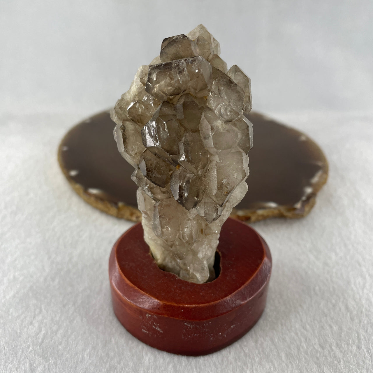 Natural Smoky Quartz Rough Irregular Shape Display in Wooden Stand 178.74g 62.1 by 58.2 by 100.0mm - Huangs Jadeite and Jewelry Pte Ltd