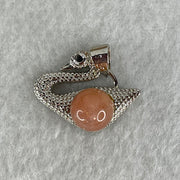 Natural Sunstone Bead with Crystals in S925 Sliver Swan Charm 3.31g 7.9mm - Huangs Jadeite and Jewelry Pte Ltd