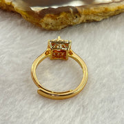 Colourless Cubic Zirconia with Crystals In AU750 Plated In Gold Color Sliver Ring (Adjustable Size) 2.56g 3.6 by 3.6 by 2.0mm - Huangs Jadeite and Jewelry Pte Ltd