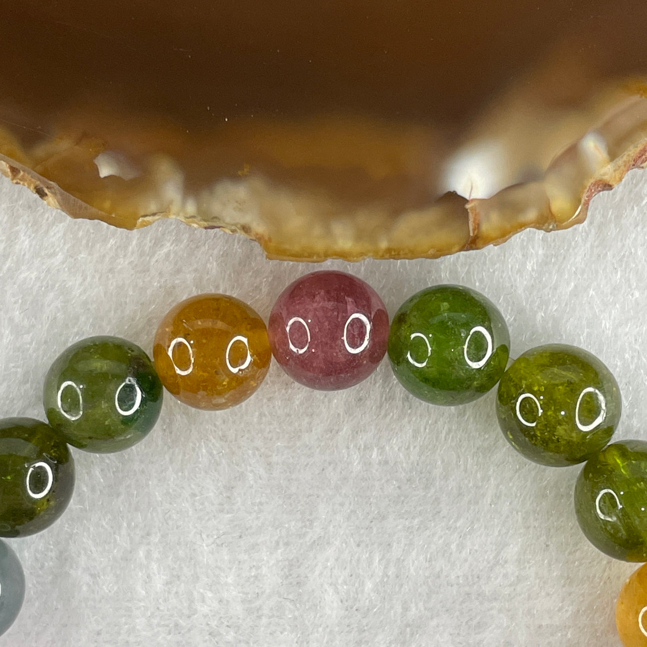 Very Good Natural Tourmaline Crystal Beads Bracelet 22.64g 14cm 9.2mm 19Beads