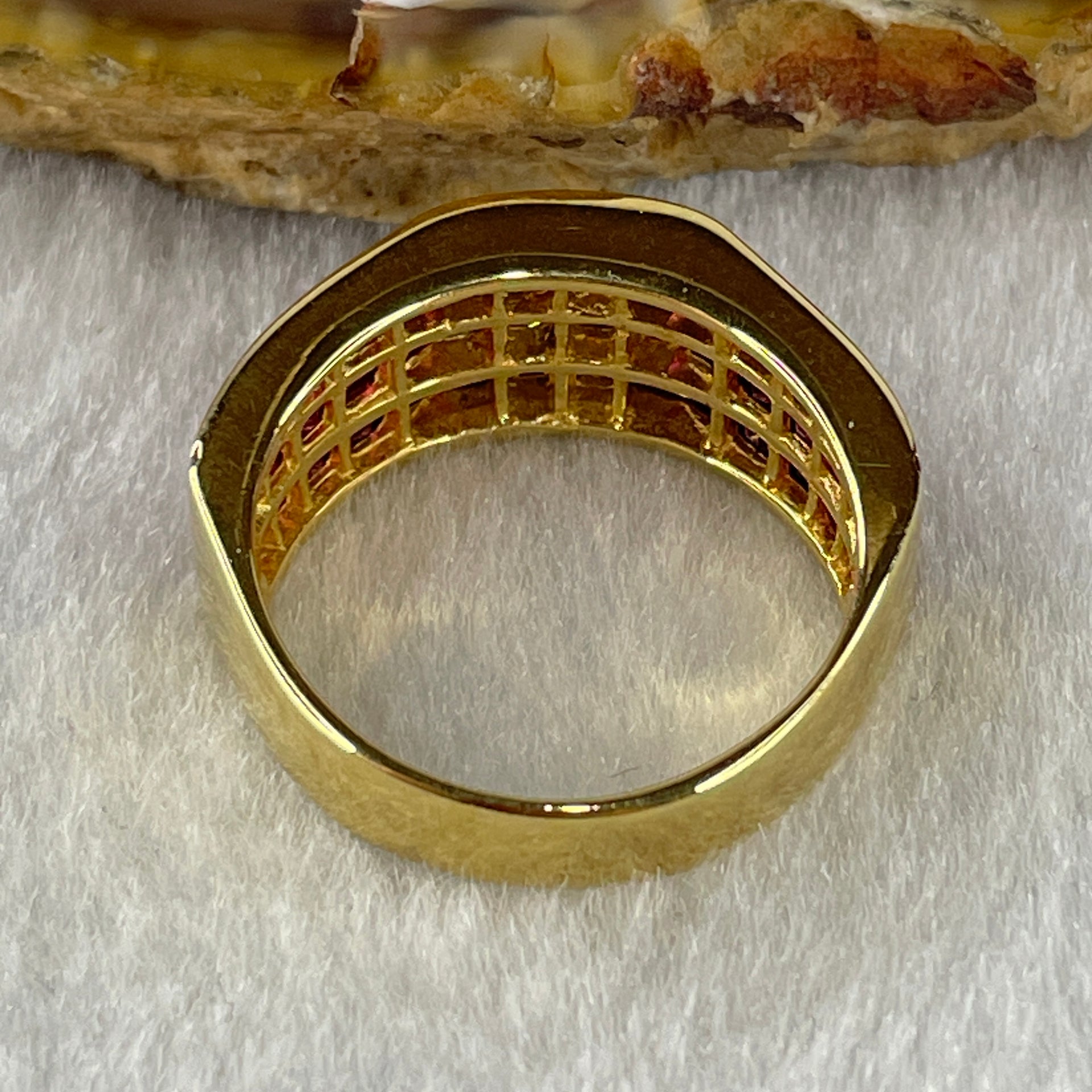 Natural Princess Square Cut Shape Rubies with Natural Diamonds in 18K Yellow Gold Ring R2.6cts D1.0 Total 5.83g US6.75 HK15 - Huangs Jadeite and Jewelry Pte Ltd